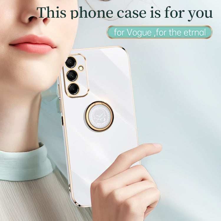 For Samsung Galaxy A15 XINLI Straight Edge 6D Electroplate TPU Phone Case with Ring Holder(White) - Galaxy Phone Cases by XINLI | Online Shopping South Africa | PMC TechLife