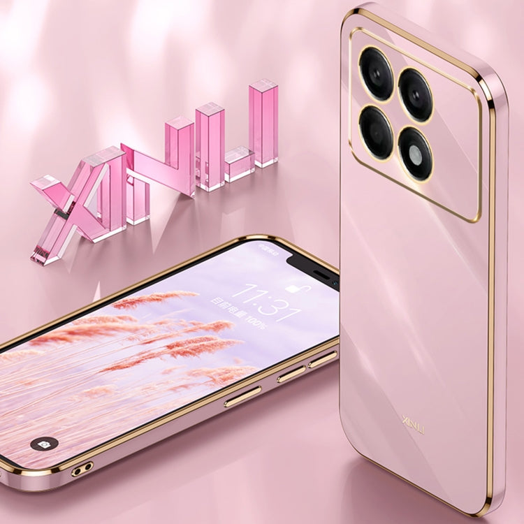 For Xiaomi Redmi K70 XINLI Straight Edge 6D Electroplate TPU Phone Case(Pink) - K70 Cases by XINLI | Online Shopping South Africa | PMC Jewellery | Buy Now Pay Later Mobicred