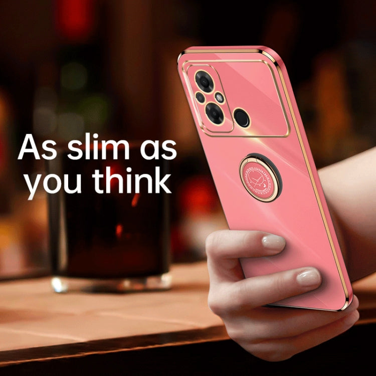 For Xiaomi Poco C55 4G XINLI Straight Edge 6D Electroplate TPU Phone Case with Ring Holder(Black) - Xiaomi Cases by XINLI | Online Shopping South Africa | PMC TechLife | Buy Now Pay Later Mobicred