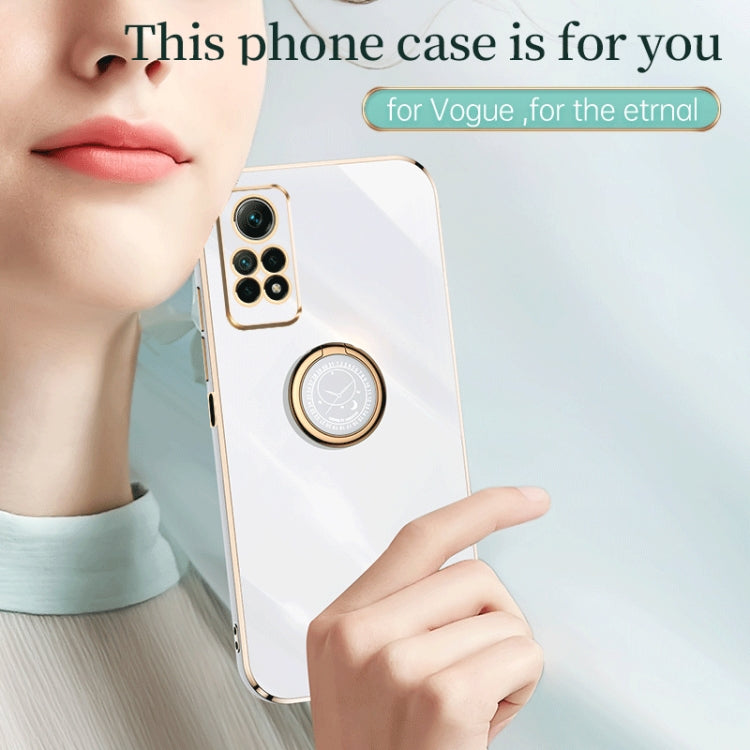 For Xiaomi Redmi Note 12 Pro 4G XINLI Straight Edge 6D Electroplate TPU Phone Case with Ring Holder(White) - Xiaomi Cases by XINLI | Online Shopping South Africa | PMC Jewellery | Buy Now Pay Later Mobicred