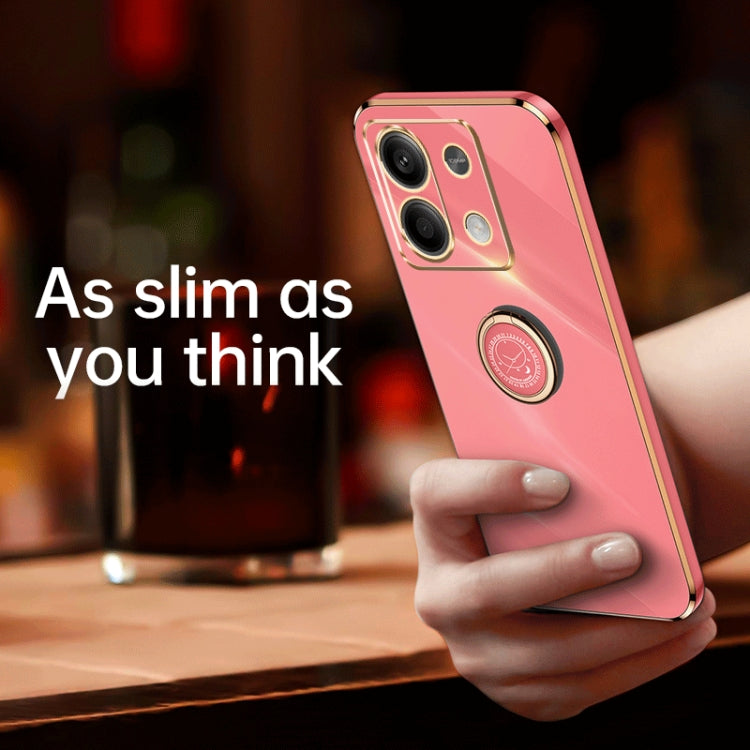 For Xiaomi Redmi Note 13 5G XINLI Straight Edge 6D Electroplate TPU Phone Case with Ring Holder(White) - Note 13 Cases by XINLI | Online Shopping South Africa | PMC TechLife | Buy Now Pay Later Mobicred