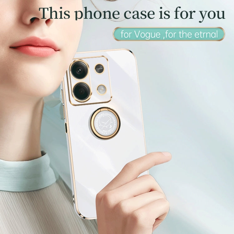 For Xiaomi Redmi Note 13 5G XINLI Straight Edge 6D Electroplate TPU Phone Case with Ring Holder(White) - Note 13 Cases by XINLI | Online Shopping South Africa | PMC TechLife | Buy Now Pay Later Mobicred