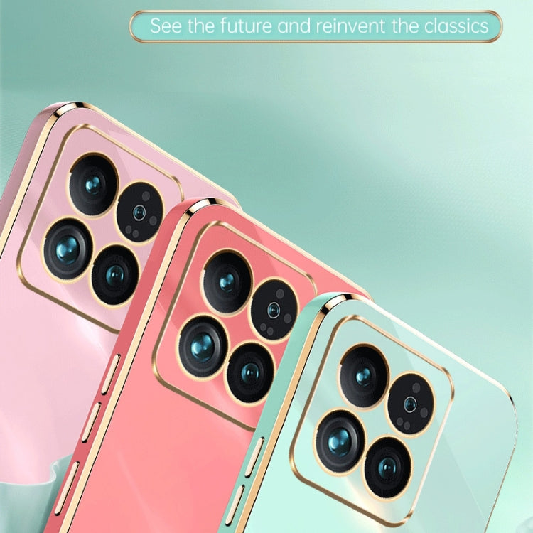 For Xiaomi 14 Pro XINLI Straight Edge 6D Electroplate TPU Phone Case with Ring Holder(White) - 14 Pro Cases by XINLI | Online Shopping South Africa | PMC TechLife | Buy Now Pay Later Mobicred