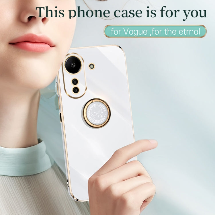 For Xiaomi Redmi 13C 4G XINLI Straight Edge 6D Electroplate TPU Phone Case with Ring Holder(Hawthorn Red) - 13C Cases by XINLI | Online Shopping South Africa | PMC Jewellery | Buy Now Pay Later Mobicred