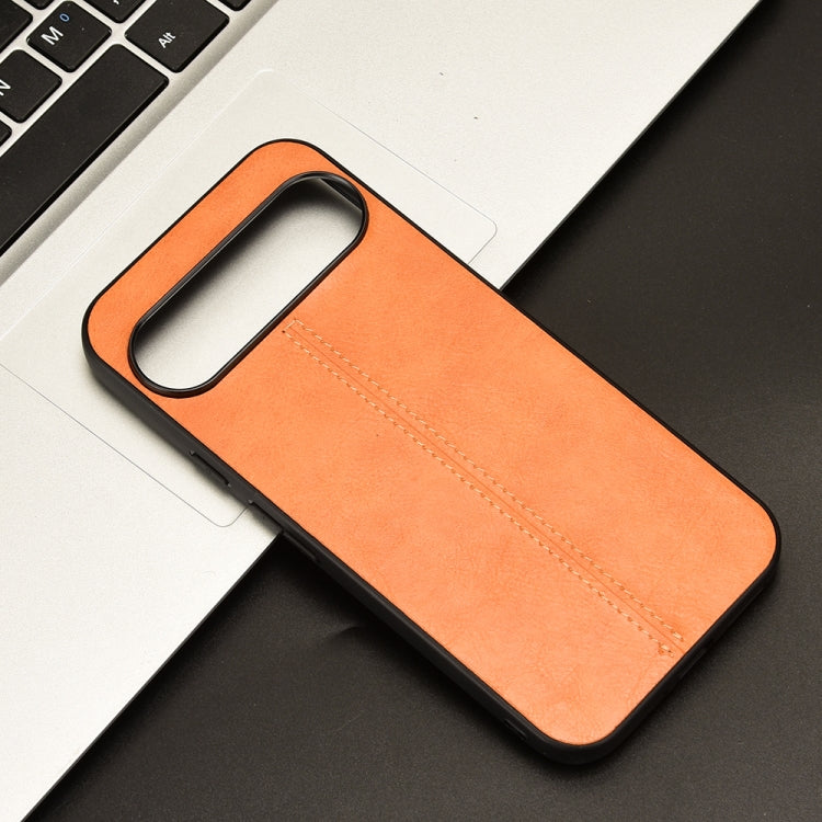 For Google Pixel 9 Pro Sewing Cow Pattern Skin PC + PU + TPU Phone Case(Orange) - Google Cases by PMC TechLife | Online Shopping South Africa | PMC TechLife | Buy Now Pay Later Mobicred