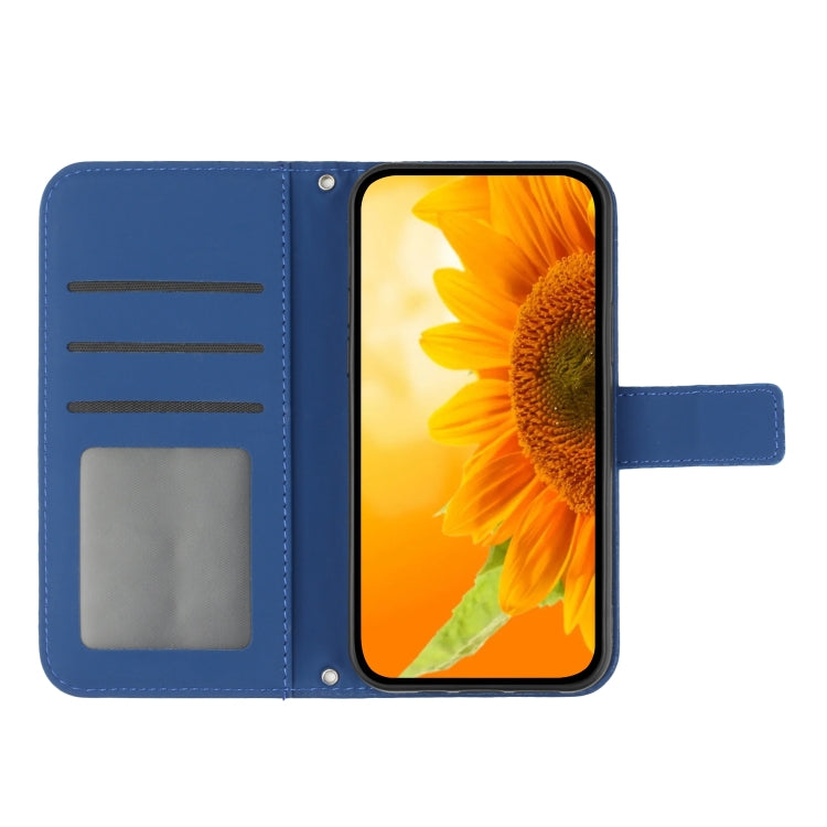 For Xiaomi Poco F5 Skin Feel Sun Flower Embossed Flip Leather Phone Case with Lanyard(Dark Blue) - Xiaomi Cases by PMC Jewellery | Online Shopping South Africa | PMC Jewellery | Buy Now Pay Later Mobicred