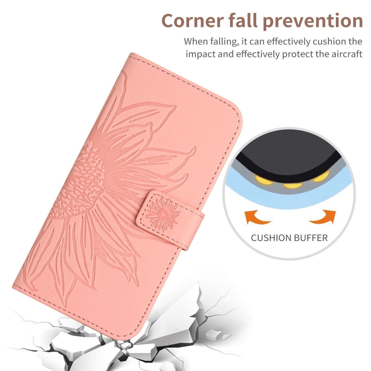 For Xiaomi Poco F5 Skin Feel Sun Flower Embossed Flip Leather Phone Case with Lanyard(Pink) - Xiaomi Cases by PMC Jewellery | Online Shopping South Africa | PMC Jewellery | Buy Now Pay Later Mobicred