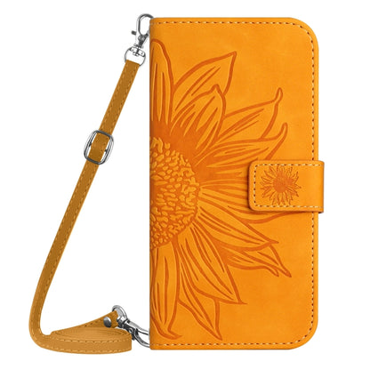 For Xiaomi Poco F5 Pro Skin Feel Sun Flower Embossed Flip Leather Phone Case with Lanyard(Yellow) - Xiaomi Cases by PMC Jewellery | Online Shopping South Africa | PMC Jewellery | Buy Now Pay Later Mobicred