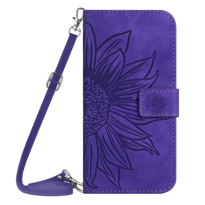 For Xiaomi 13T / 13T Pro Skin Feel Sun Flower Embossed Flip Leather Phone Case with Lanyard(Dark Purple) - Xiaomi Cases by PMC Jewellery | Online Shopping South Africa | PMC Jewellery | Buy Now Pay Later Mobicred