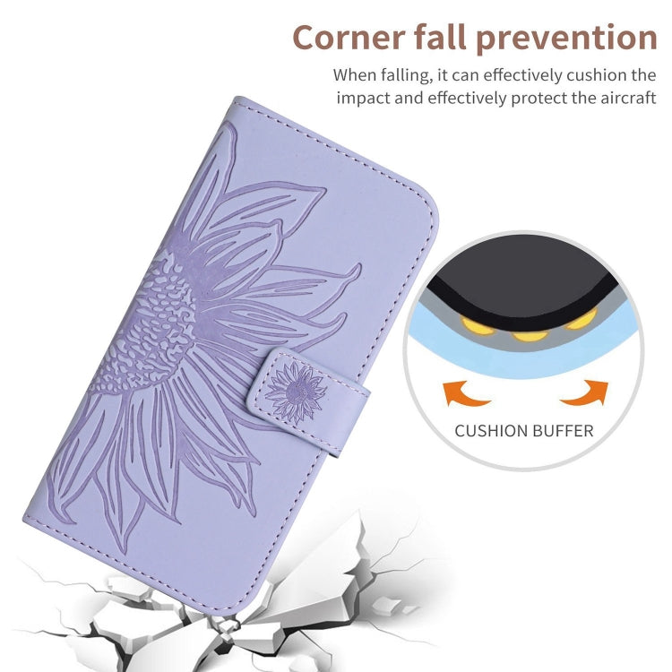 For Xiaomi 13T / 13T Pro Skin Feel Sun Flower Embossed Flip Leather Phone Case with Lanyard(Purple) - Xiaomi Cases by PMC Jewellery | Online Shopping South Africa | PMC Jewellery | Buy Now Pay Later Mobicred