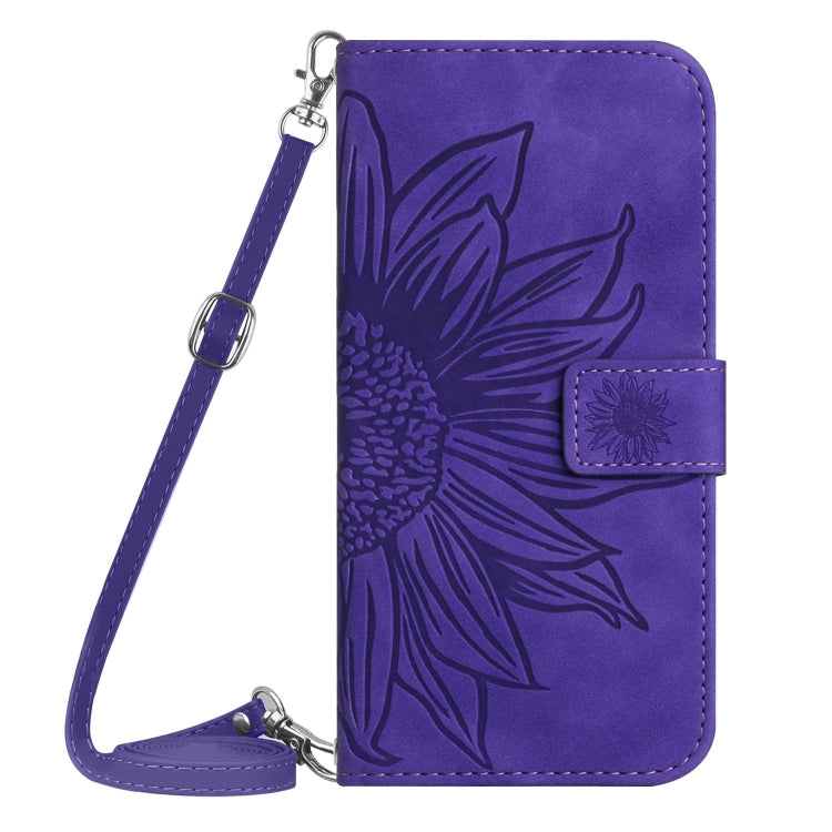 For Xiaomi Redmi 13C 5G Skin Feel Sun Flower Embossed Flip Leather Phone Case with Lanyard(Dark Purple) - 13C Cases by PMC Jewellery | Online Shopping South Africa | PMC Jewellery | Buy Now Pay Later Mobicred