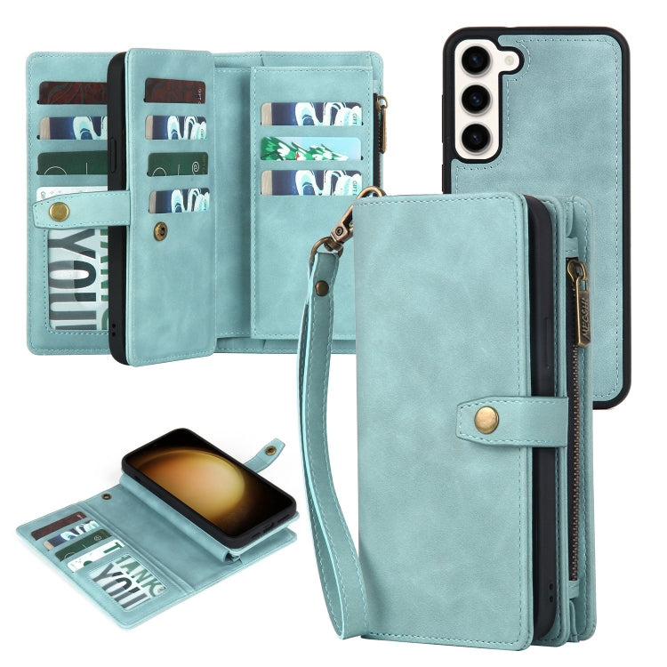 For Samsung Galaxy S23+ 5G Zipper Wallet Detachable MagSafe Leather Phone Case(Blue) - Galaxy S23+ 5G Cases by PMC Jewellery | Online Shopping South Africa | PMC Jewellery