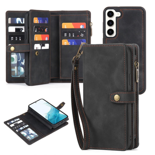 For Samsung Galaxy S21 5G Zipper Wallet Detachable MagSafe Leather Phone Case(Black) - Galaxy S21 5G Cases by PMC Jewellery | Online Shopping South Africa | PMC Jewellery