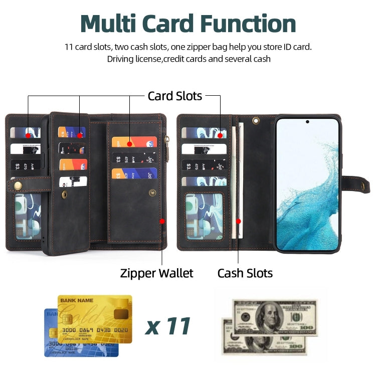 For Samsung Galaxy A13 5G Zipper Wallet Detachable MagSafe Leather Phone Case(Black) - Galaxy Phone Cases by PMC TechLife | Online Shopping South Africa | PMC TechLife