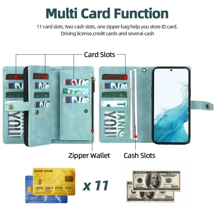 For Samsung Galaxy A14 5G Zipper Wallet Detachable MagSafe Leather Phone Case(Blue) - Galaxy Phone Cases by PMC TechLife | Online Shopping South Africa | PMC TechLife