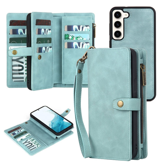 For Samsung Galaxy A33 5G Zipper Wallet Detachable MagSafe Leather Phone Case(Blue) - Galaxy Phone Cases by PMC Jewellery | Online Shopping South Africa | PMC Jewellery