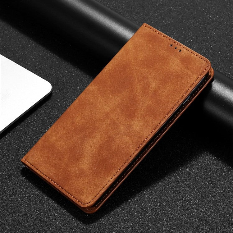 For Xiaomi Redmi Note 13 4G Skin Feel Magnetic Leather Phone Case(Light Brown) - Note 13 Cases by PMC Jewellery | Online Shopping South Africa | PMC Jewellery | Buy Now Pay Later Mobicred