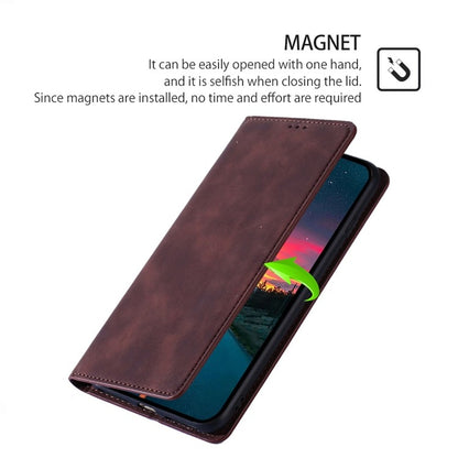 For Xiaomi Redmi Turbo 3 5G Skin Feel Magnetic Leather Phone Case(Dark Brown) - 13 Ultra Cases by PMC Jewellery | Online Shopping South Africa | PMC Jewellery | Buy Now Pay Later Mobicred