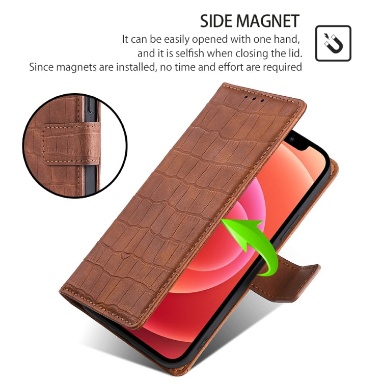 For Huawei Pura 70 Pro / 70 Pro+ 5G Skin Feel Crocodile Magnetic Clasp Leather Phone Case(Brown) - Huawei Cases by PMC Jewellery | Online Shopping South Africa | PMC Jewellery | Buy Now Pay Later Mobicred