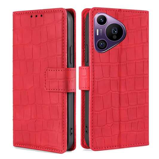 For Huawei Pura 70 Pro / 70 Pro+ 5G Skin Feel Crocodile Magnetic Clasp Leather Phone Case(Red) - Huawei Cases by PMC Jewellery | Online Shopping South Africa | PMC Jewellery | Buy Now Pay Later Mobicred