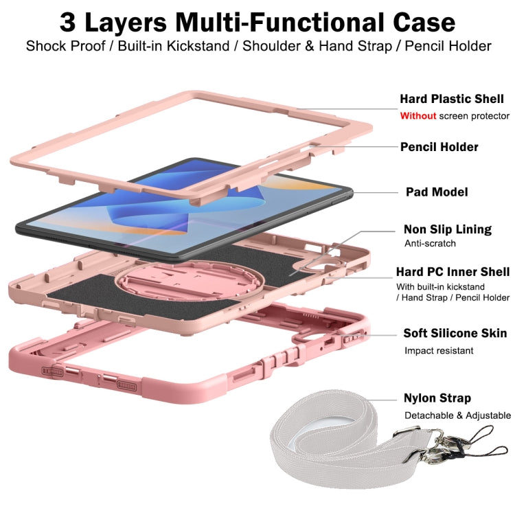 For Huawei MatePad 11 2023 360 Degree Rotation PC Contrast Silicone Tablet Case(Rose Gold) - Huawei by PMC TechLife | Online Shopping South Africa | PMC TechLife | Buy Now Pay Later Mobicred