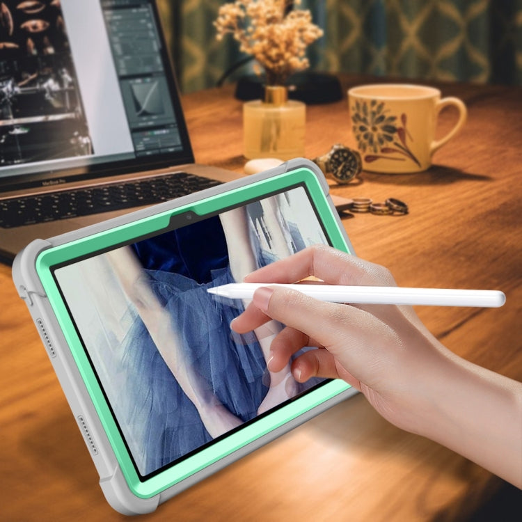 For TCL Tab 10 5G Shockproof Silicone Hybrid PC Tablet Case with Holder(Mint Green + Grey) - free shipping - PMC TechLife - Order now!
