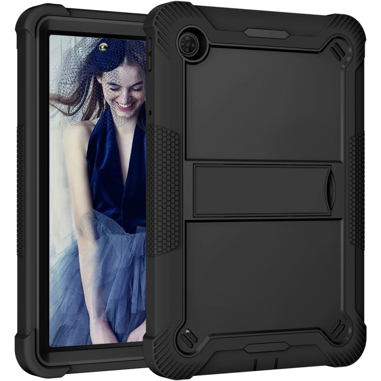 For TCL Tab 10 5G Shockproof Silicone Hybrid PC Tablet Case with Holder(Black) - Others by PMC TechLife | Online Shopping South Africa | PMC TechLife | Buy Now Pay Later Mobicred