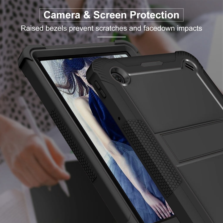 For TCL Tab 10 5G Shockproof Silicone Hybrid PC Tablet Case with Holder(Black) - Others by PMC TechLife | Online Shopping South Africa | PMC TechLife | Buy Now Pay Later Mobicred