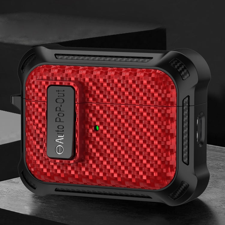 For AirPods Pro Alpha Carbon Fiber Wireless Bluetooth Earphone Protective Case(Red) - For AirPods Pro by PMC Jewellery | Online Shopping South Africa | PMC Jewellery | Buy Now Pay Later Mobicred