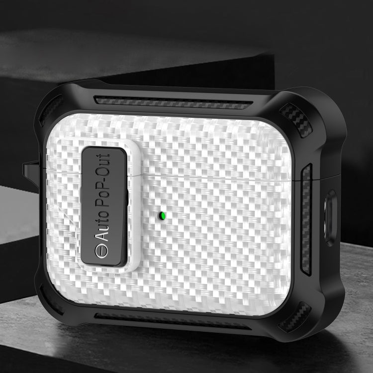 For AirPods 3 Alpha Carbon Fiber Wireless Bluetooth Earphone Protective Case(White) - For AirPods 3 by PMC Jewellery | Online Shopping South Africa | PMC Jewellery | Buy Now Pay Later Mobicred