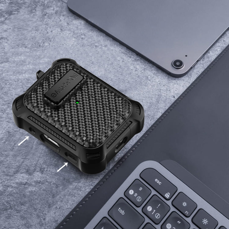 For AirPods 3 Alpha Carbon Fiber Wireless Bluetooth Earphone Protective Case(Black) - For AirPods 3 by PMC TechLife | Online Shopping South Africa | PMC TechLife | Buy Now Pay Later Mobicred