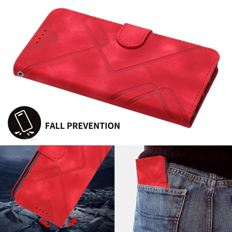 For iPhone 17 Air Line Pattern Skin Feel Leather Phone Case(Red) - free shipping - PMc TechLife - Order now!