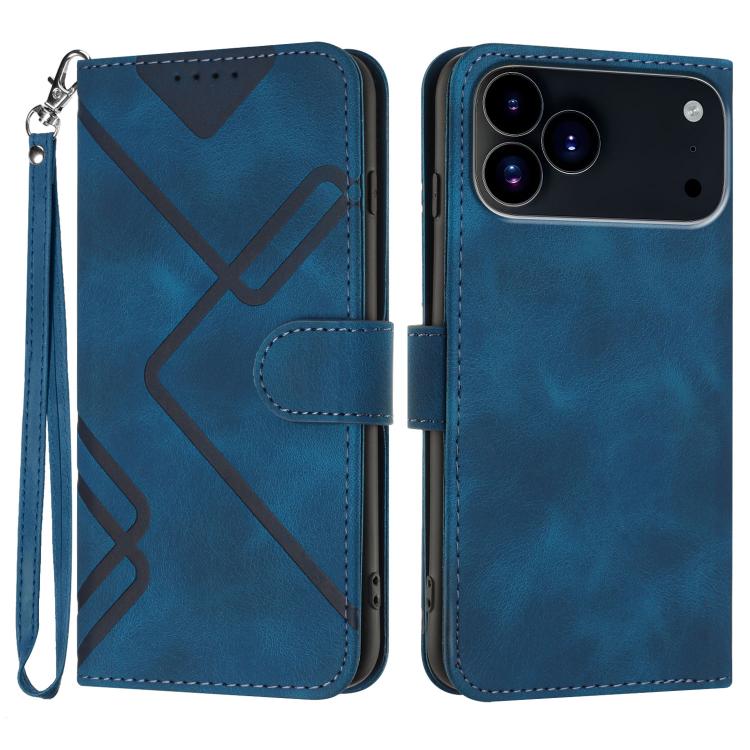 For iPhone 17 Pro Max Line Pattern Skin Feel Leather Phone Case(Royal Blue) - free shipping - PMc TechLife - Order now!