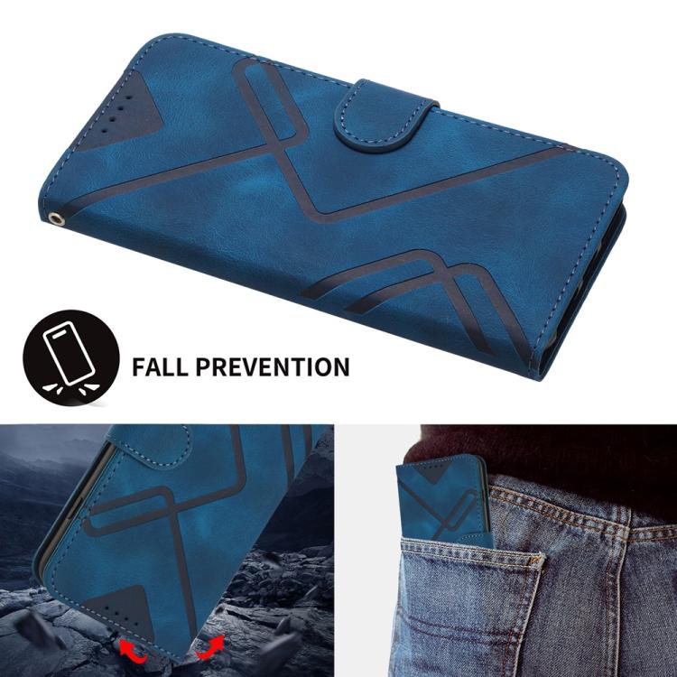 For iPhone 17 Pro Max Line Pattern Skin Feel Leather Phone Case(Royal Blue) - free shipping - PMc TechLife - Order now!