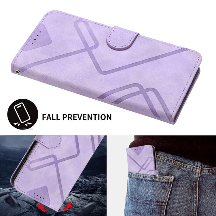 For iPhone 17 Pro Max Line Pattern Skin Feel Leather Phone Case(Light Purple) - free shipping - PMc TechLife - Order now!