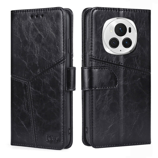 For Honor Magic6 Pro Geometric Stitching Leather Phone Case(Black) - Honor Cases by PMC Jewellery | Online Shopping South Africa | PMC Jewellery | Buy Now Pay Later Mobicred