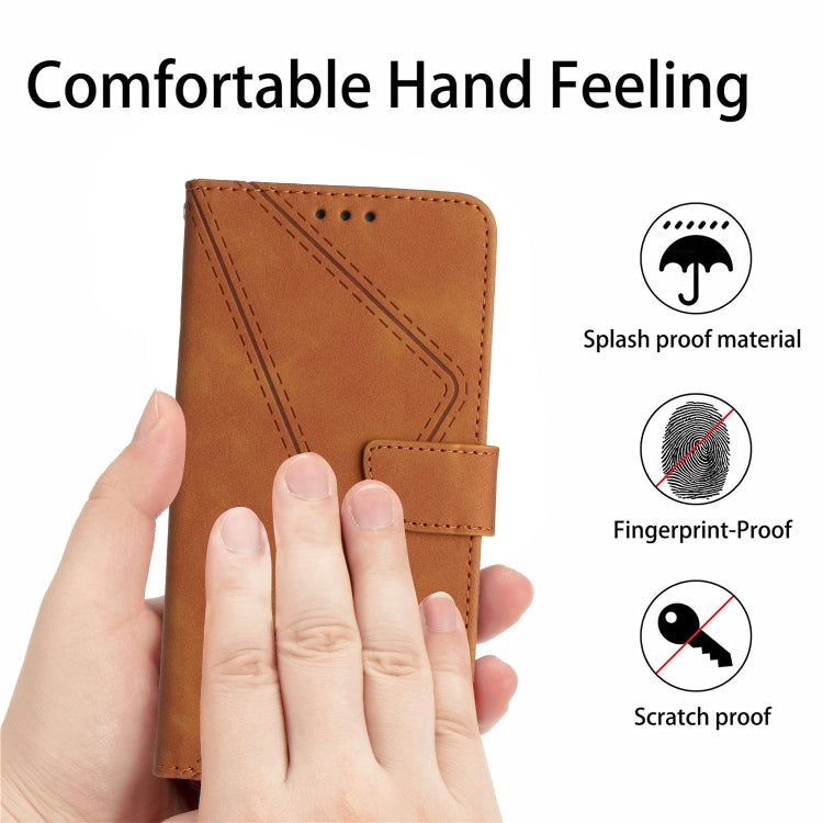 For Motorola Moto G34 5G Stitching Embossed Leather Phone Case(Brown) - Motorola Cases by PMC Jewellery | Online Shopping South Africa | PMC Jewellery | Buy Now Pay Later Mobicred