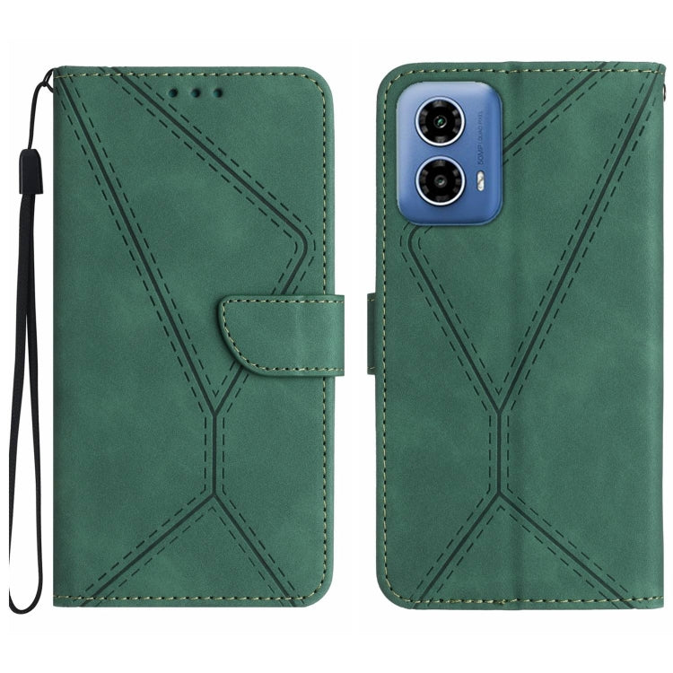 For Motorola Moto G34 5G Stitching Embossed Leather Phone Case(Green) - Motorola Cases by PMC TechLife | Online Shopping South Africa | PMC TechLife | Buy Now Pay Later Mobicred