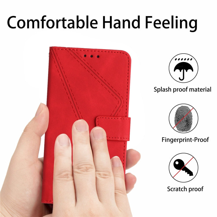 For Motorola Moto G Play 4G 2024 Stitching Embossed Leather Phone Case(Red) - Motorola Cases by PMC Jewellery | Online Shopping South Africa | PMC Jewellery | Buy Now Pay Later Mobicred