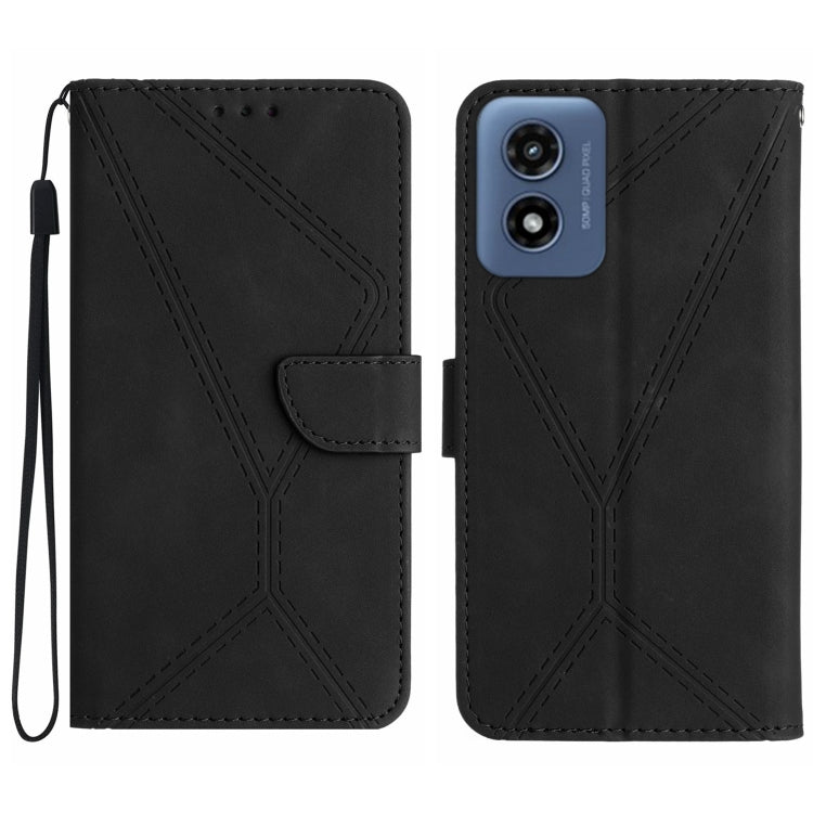 For Motorola Moto G Play 4G 2024 Stitching Embossed Leather Phone Case(Black) - Motorola Cases by PMC TechLife | Online Shopping South Africa | PMC TechLife | Buy Now Pay Later Mobicred