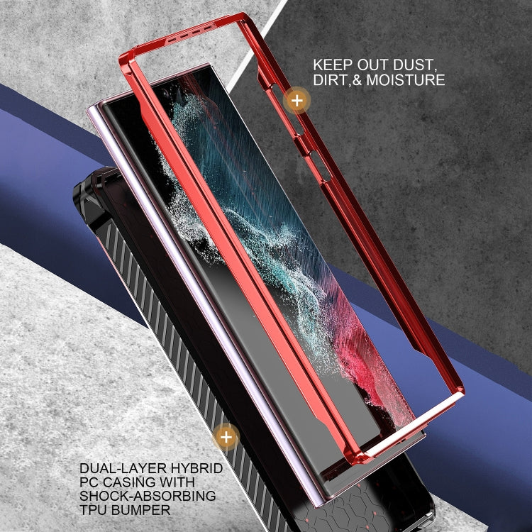 For Samsung Galaxy S22 Ultra 5G Armor Series Holder Phone Case(Red) - Galaxy S22 Ultra 5G Cases by PMC TechLife | Online Shopping South Africa | PMC TechLife