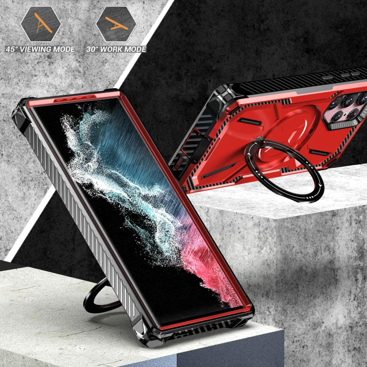 For Samsung Galaxy S22 Ultra 5G Armor Series Holder Phone Case(Red) - Galaxy S22 Ultra 5G Cases by PMC TechLife | Online Shopping South Africa | PMC TechLife