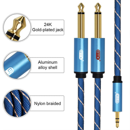 EMK 3.5mm Jack Male to 2 x 6.35mm Jack Male Gold Plated Connector Nylon Braid AUX Cable for Computer / X-BOX / PS3 / CD / DVD, Cable Length:3m(Dark Blue) - Audio Optical Cables by PMC Jewellery | Online Shopping South Africa | PMC Jewellery | Buy Now Pay Later Mobicred