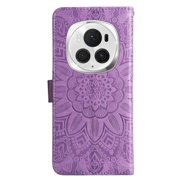 For Honor Magic6 Pro Embossed Sunflower Leather Phone Case(Purple) - Honor Cases by PMC Jewellery | Online Shopping South Africa | PMC Jewellery | Buy Now Pay Later Mobicred