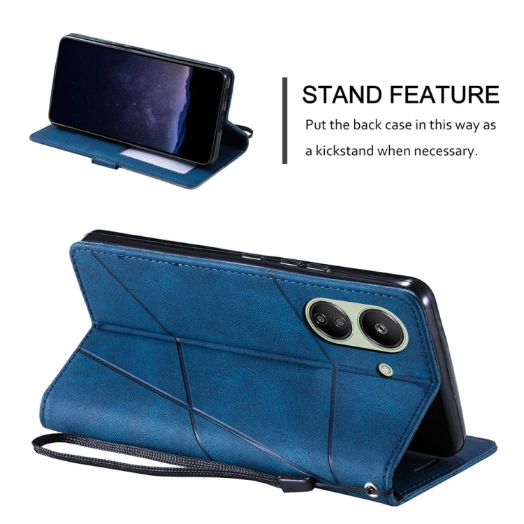 For Xiaomi Redmi 13C Skin Feel Splicing Leather Phone Case(Blue) - free shipping - PMC TechLife - Order now!