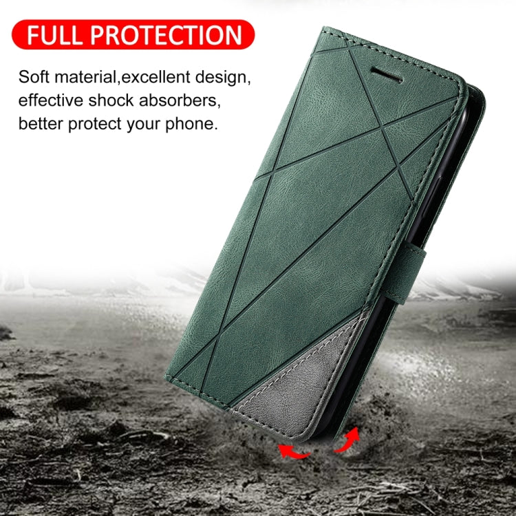 For Xiaomi Redmi 13C Skin Feel Splicing Leather Phone Case(Green) - 13C Cases by PMC Jewellery | Online Shopping South Africa | PMC Jewellery