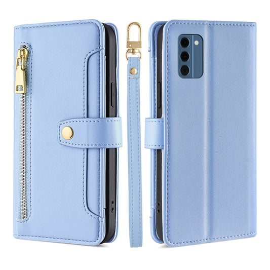 For Nokia C300 4G US Edition Lite Sheep Texture Cross-body Zipper Wallet Leather Phone Case(Blue) - Nokia Cases by PMC Jewellery | Online Shopping South Africa | PMC Jewellery | Buy Now Pay Later Mobicred