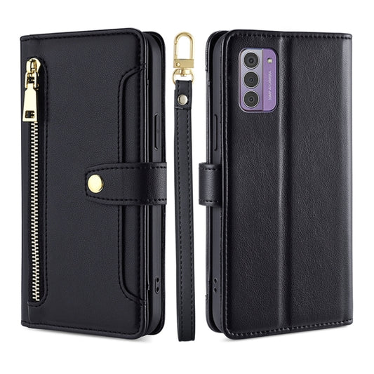 For Nokia G42 5G Lite Sheep Texture Cross-body Zipper Wallet Leather Phone Case(Black) - Nokia Cases by PMC Jewellery | Online Shopping South Africa | PMC Jewellery | Buy Now Pay Later Mobicred