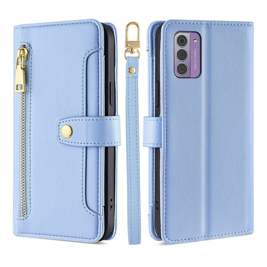 For Nokia G42 5G Lite Sheep Texture Cross-body Zipper Wallet Leather Phone Case(Blue) - Nokia Cases by PMC Jewellery | Online Shopping South Africa | PMC Jewellery | Buy Now Pay Later Mobicred