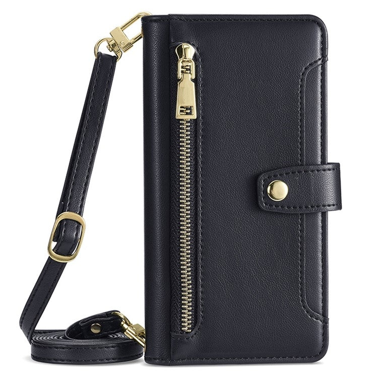 For Honor Magic6 5G Sheep Texture Cross-body Zipper Wallet Leather Phone Case(Black) - Honor Cases by PMC TechLife | Online Shopping South Africa | PMC TechLife | Buy Now Pay Later Mobicred